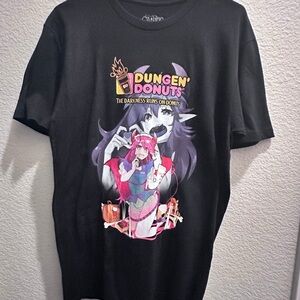 Black Graphic Tee with Anime Design
